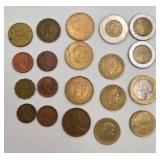 Large World Coin Lot w/ Canadian Silver 50 Cents in Holder - Foreign Coins, Bimetal, Vintage Estate Mix