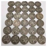 30 WWII Silver War Nickels - 35% Silver Jefferson Nickels - Mixed P D S Mint Marks - 1.6878 Troy Oz ASW