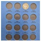 15 Buffalo Nickels + Starter Album Lot - 1924-S 1927-S 1923 1925 1926 1927 1928 1929 1936 1937 - Vintage U.S. Coins