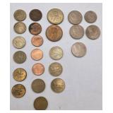 Large World Coin Lot w/ Canadian Silver 50 Cents in Holder - Foreign Coins, Bimetal, Vintage Estate Mix