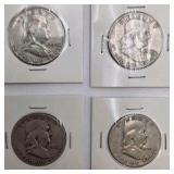 10 Franklin Half Dollars - 90% Silver Lot - Over $250 Melt Value - 3.6169 Troy Oz Pure Silver