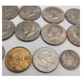 2 LB Unsearched Pennies + 10 Kennedy Half Dollars + Barber Quarter & Dime + Dollar Coins - Estate Coin Lot