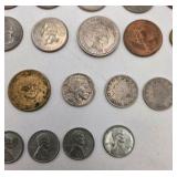 Mixed U.S. & Foreign Coin Lot - Kennedy Halves, Quarters, 1905 Barber Quarter, 1936 Buffalo Nickel, 1943 Steel Cents, Foreign Coins