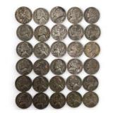 30 WWII Silver War Nickels - 35% Silver Jefferson Nickels - Mixed P D S Mint Marks - 1.6878 Troy Oz ASW