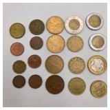 Large World Coin Lot w/ Canadian Silver 50 Cents in Holder - Foreign Coins, Bimetal, Vintage Estate Mix