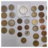 Large World Coin Lot w/ Canadian Silver 50 Cents in Holder - Foreign Coins, Bimetal, Vintage Estate Mix