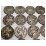 30 WWII Silver War Nickels - 35% Silver Jefferson Nickels - P D S Mint Marks - Over 1.68 Troy Oz Silver