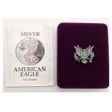 1992-S Proof Silver American Eagle w/ Box & COA + 2 Silver Roosevelt Dimes - Over 1.14 Troy Oz Silver
