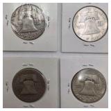 10 Franklin Half Dollars - 90% Silver Lot - Over $250 Melt Value - 3.6169 Troy Oz Pure Silver