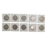 10 Franklin Half Dollars - 90% Silver Lot - Over $250 Melt Value - 3.6169 Troy Oz Pure Silver