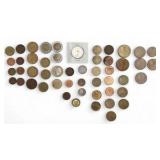 Large World Coin Lot w/ Canadian Silver 50 Cents in Holder - Foreign Coins, Bimetal, Vintage Estate Mix