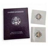 1992-S Proof Silver American Eagle w/ Box & COA + 2 Silver Roosevelt Dimes - Over 1.14 Troy Oz Silver