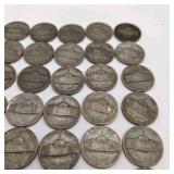 30 WWII Silver War Nickels - 35% Silver Jefferson Nickels - P D S Mint Marks - Over 1.68 Troy Oz Silver
