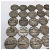 30 WWII Silver War Nickels - 35% Silver Jefferson Nickels - P D S Mint Marks - Over 1.68 Troy Oz Silver