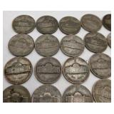 30 WWII Silver War Nickels - 35% Silver Jefferson Nickels - P D S Mint Marks - Over 1.68 Troy Oz Silver