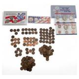 Susan B. Anthony Dollar Collection + 1996 Summer Games Mint Strip + 1998 Uncirculated Set + Aprox: 1 LB+ Unsearched Pennies Lot