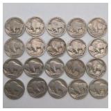 20 Buffalo Nickels - 6 Dated 1935 1936 1937 + 14 Dateless - Vintage Estate Coin Lot
