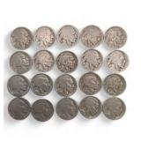 20 Buffalo Nickels - 6 Dated 1935 1936 1937 + 14 Dateless - Vintage Estate Coin Lot