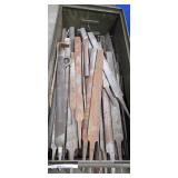 Assorted Metal Chisels & Shaping Blades in Steel Toolbox