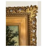 Antique Oil Painting Landscape in Gold Gilt Frame - Framed 25 x 29 in; Painting 16 1/2 x 12 1/2 in