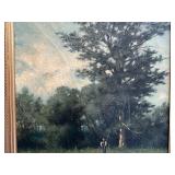 Antique Oil Painting Landscape in Gold Gilt Frame - Framed 25 x 29 in; Painting 16 1/2 x 12 1/2 in