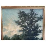 Antique Oil Painting Landscape in Gold Gilt Frame - Framed 25 x 29 in; Painting 16 1/2 x 12 1/2 in