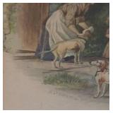 Vintage Rural Village Scene Framed Print - Artist Signed R. STUART