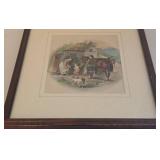 Vintage Rural Village Scene Framed Print - Artist Signed R. STUART
