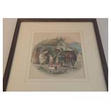 Vintage Rural Village Scene Framed Print - Artist Signed R. STUART