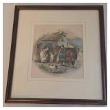 Vintage Rural Village Scene Framed Print - Artist Signed R. STUART