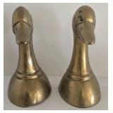 MCM Brass Duck Bookends - Set of 2 Vintage Twin-Neck Duck Sculptures