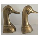 MCM Brass Duck Bookends - Set of 2 Vintage Twin-Neck Duck Sculptures
