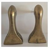 MCM Brass Duck Bookends - Set of 2 Vintage Twin-Neck Duck Sculptures