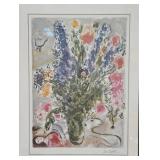 Signed Marc Chagall LES LUPINS BLEUS Lithograph 1952 - Numbered 206/500