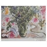 Signed Marc Chagall LES LUPINS BLEUS Lithograph 1952 - Numbered 206/500
