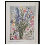 Signed Marc Chagall LES LUPINS BLEUS Lithograph 1952 - Numbered 206/500