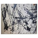 Jackson Pollock-Style Abstract Drip Painting on Canvas - Black & Copper Accents