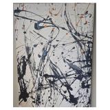 Jackson Pollock-Style Abstract Drip Painting on Canvas - Black & Copper Accents