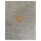 Lot of 2 Decorative Pillows - Grey Brushed Faux Suede with Gold Embroidery