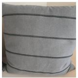 Pair of Blue-Gray Textured Throw Pillows with Corded Stripes