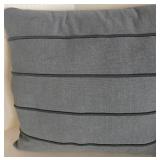 Pair of Blue-Gray Textured Throw Pillows with Corded Stripes