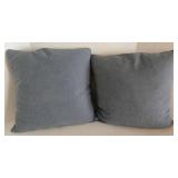 Pair of Blue-Gray Textured Throw Pillows with Corded Stripes