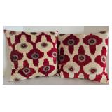 Pair of Crate & Barrel Paavo Pillow Covers w/ Down Inserts - 20 x 20