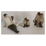 3 Piece Willow Tree Figures & Rustic Lazy Susan