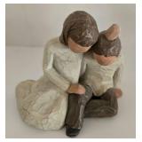3 Piece Willow Tree Figures & Rustic Lazy Susan