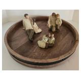 3 Piece Willow Tree Figures & Rustic Lazy Susan