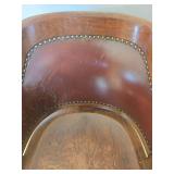 Vintage Leather-Back Armchair with Nailhead Trim, Solid Wood Frame