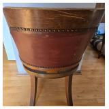 Vintage Leather-Back Armchair with Nailhead Trim, Solid Wood Frame