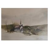 Steve Polomchak Watercolors - Church Landscape, 24 x 18 in