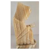 Abstract Stone Onyx MONK Reading Art Sculpture with Base Bookend